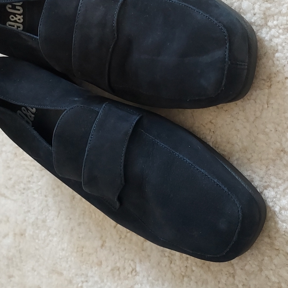 9 and Co suede loafers black soft leather slip on shoes sz 7 holiday dress up - Picture 9 of 12